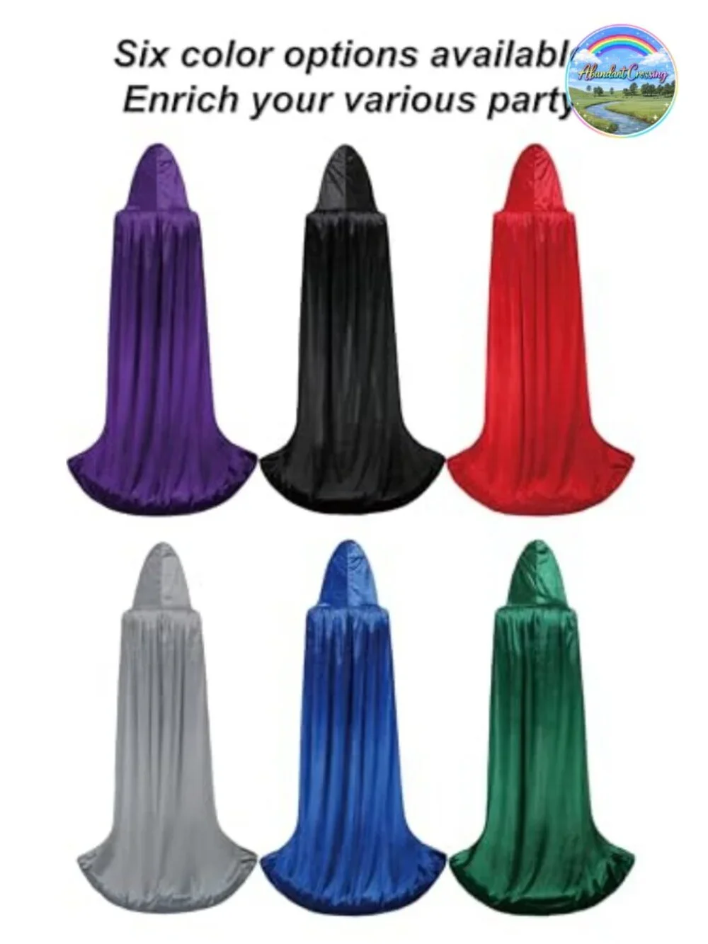 Unisex Hooded Velvet Cloak Cape for Halloween Cosplay Costume